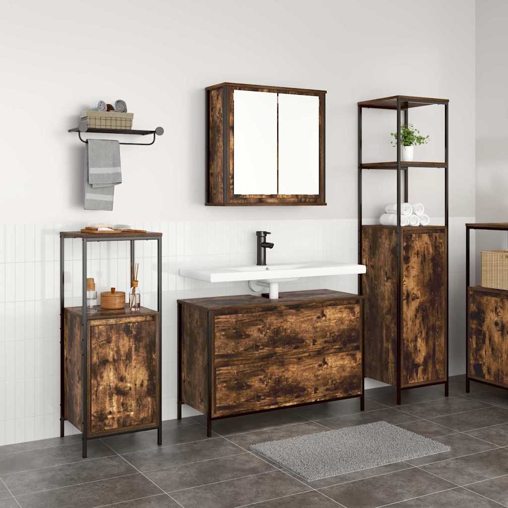 3 Piece Bathroom Furniture Set Engineered Wood