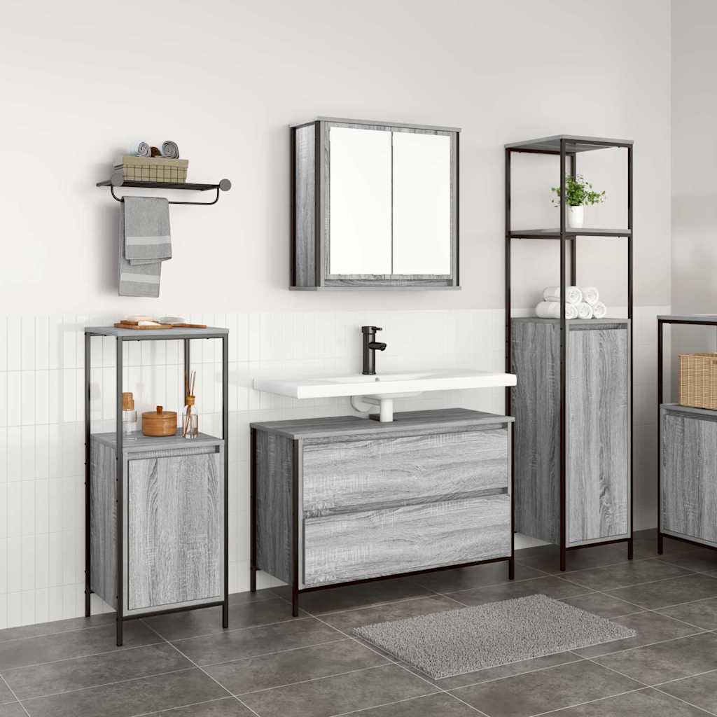3 Piece Bathroom Furniture Set Engineered Wood