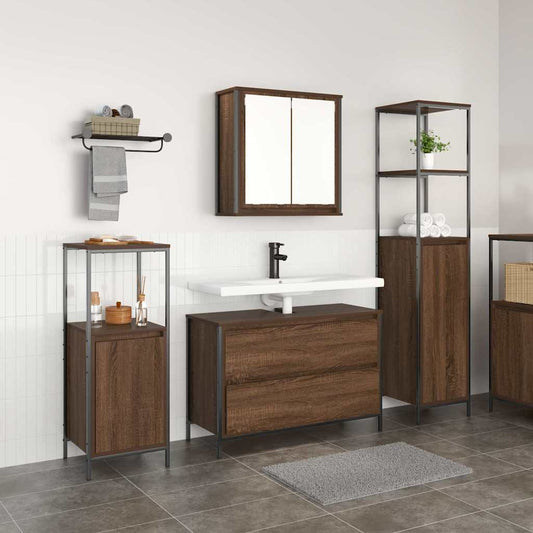 3 Piece Bathroom Furniture Set Engineered Wood