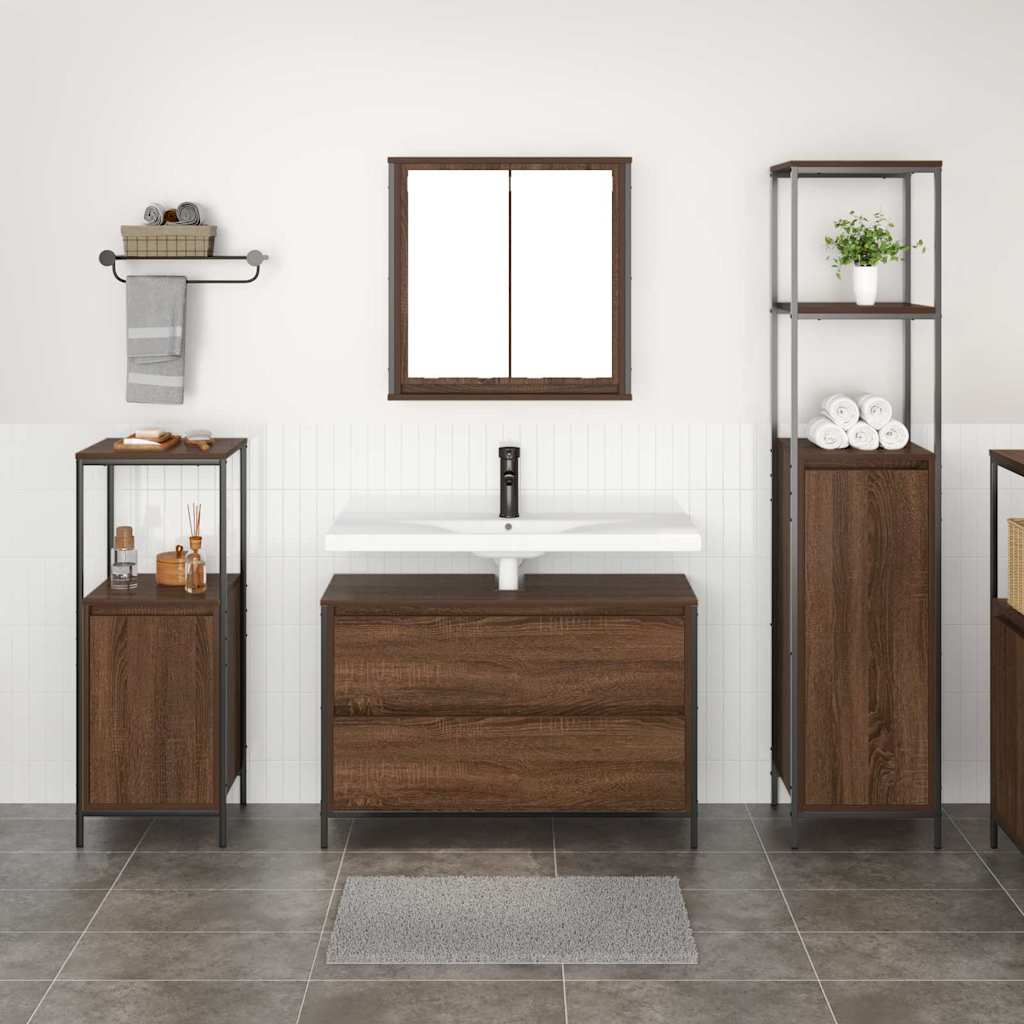3 Piece Bathroom Furniture Set Engineered Wood