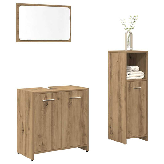 3 Piece Bathroom Furniture Set Engineered Wood