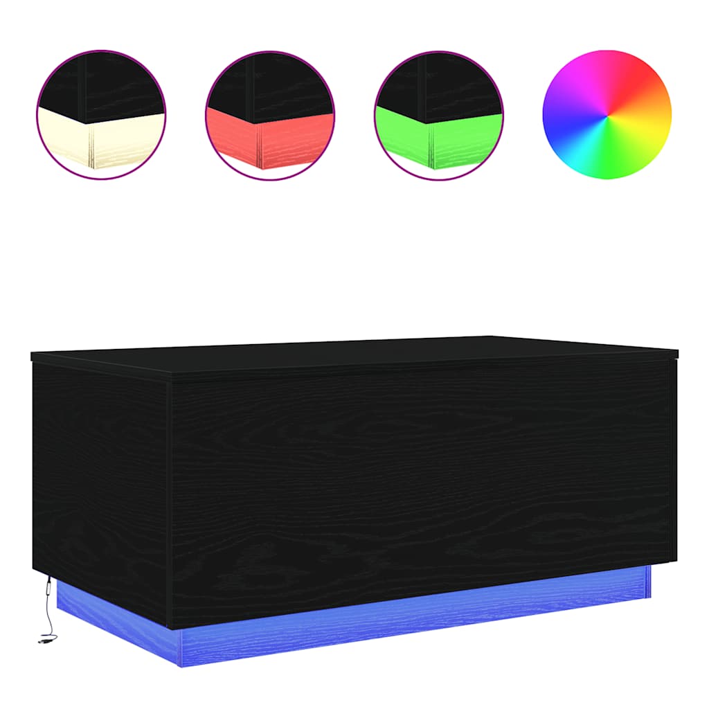 Coffee Table With Led Lights 90X50X40 Cm