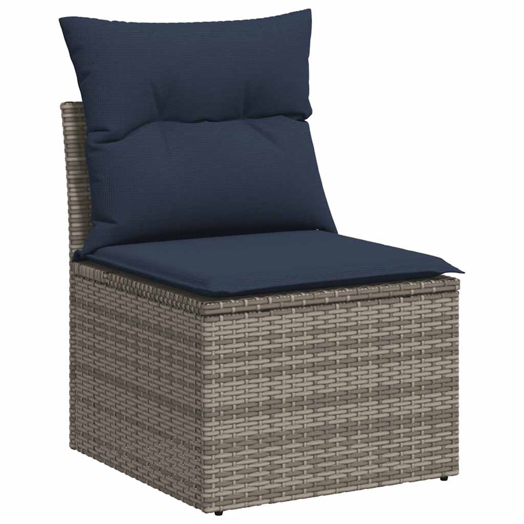 7 Piece Garden Sofa Set With Cushions Black Poly Rattan Acacia
