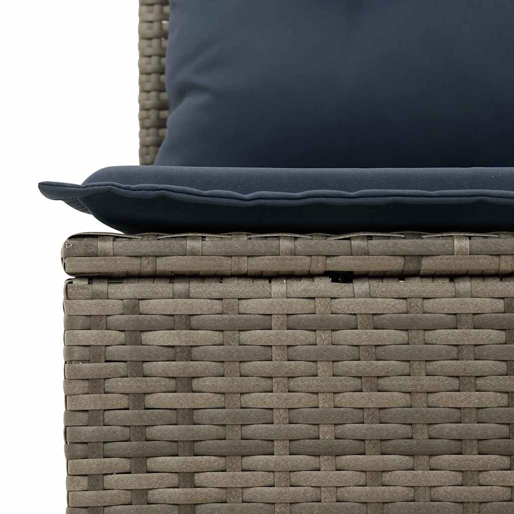 7 Piece Garden Sofa Set With Cushions Black Poly Rattan Acacia