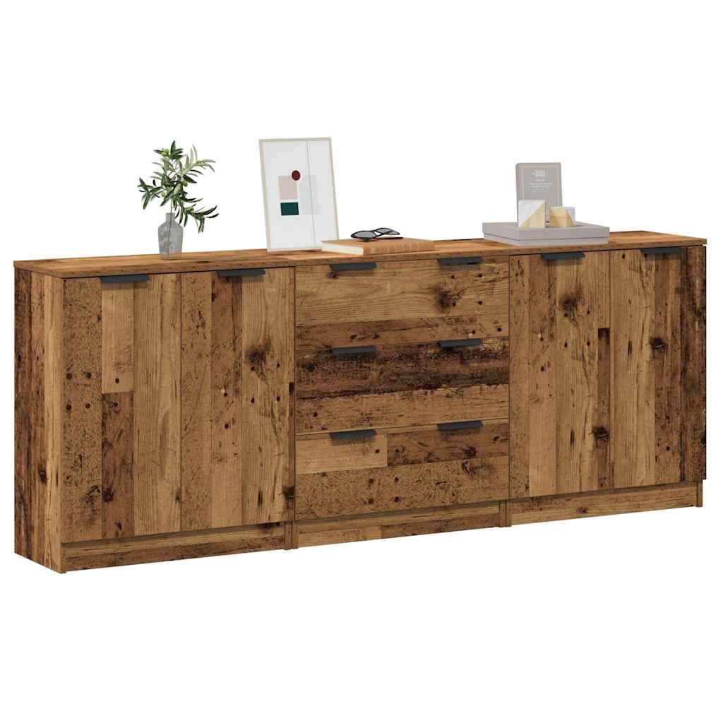 Sideboards 3 Pcs 60X30X70 Cm Engineered Wood