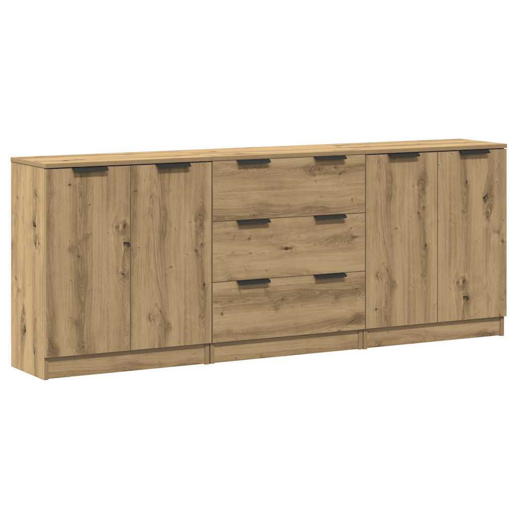 Sideboards 3 Pcs 60X30X70 Cm Engineered Wood