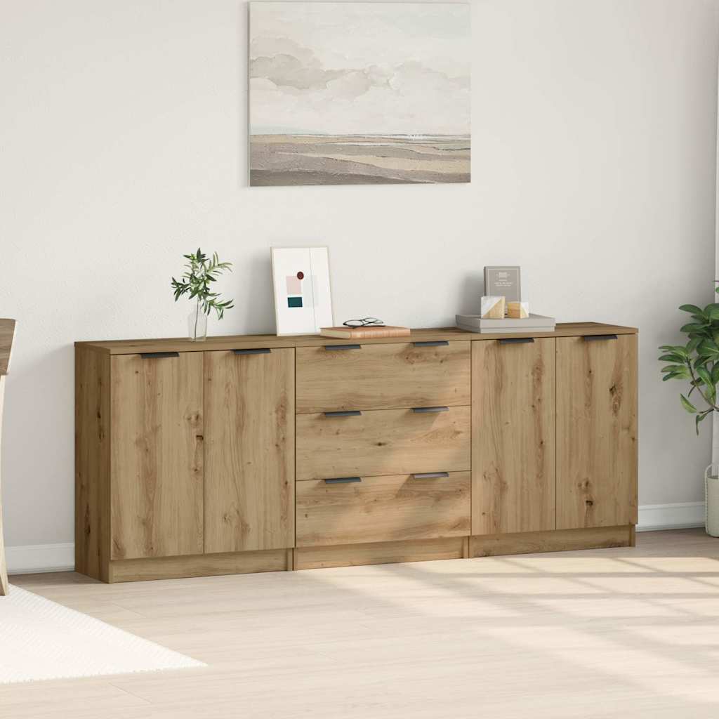 Sideboards 3 Pcs 60X30X70 Cm Engineered Wood