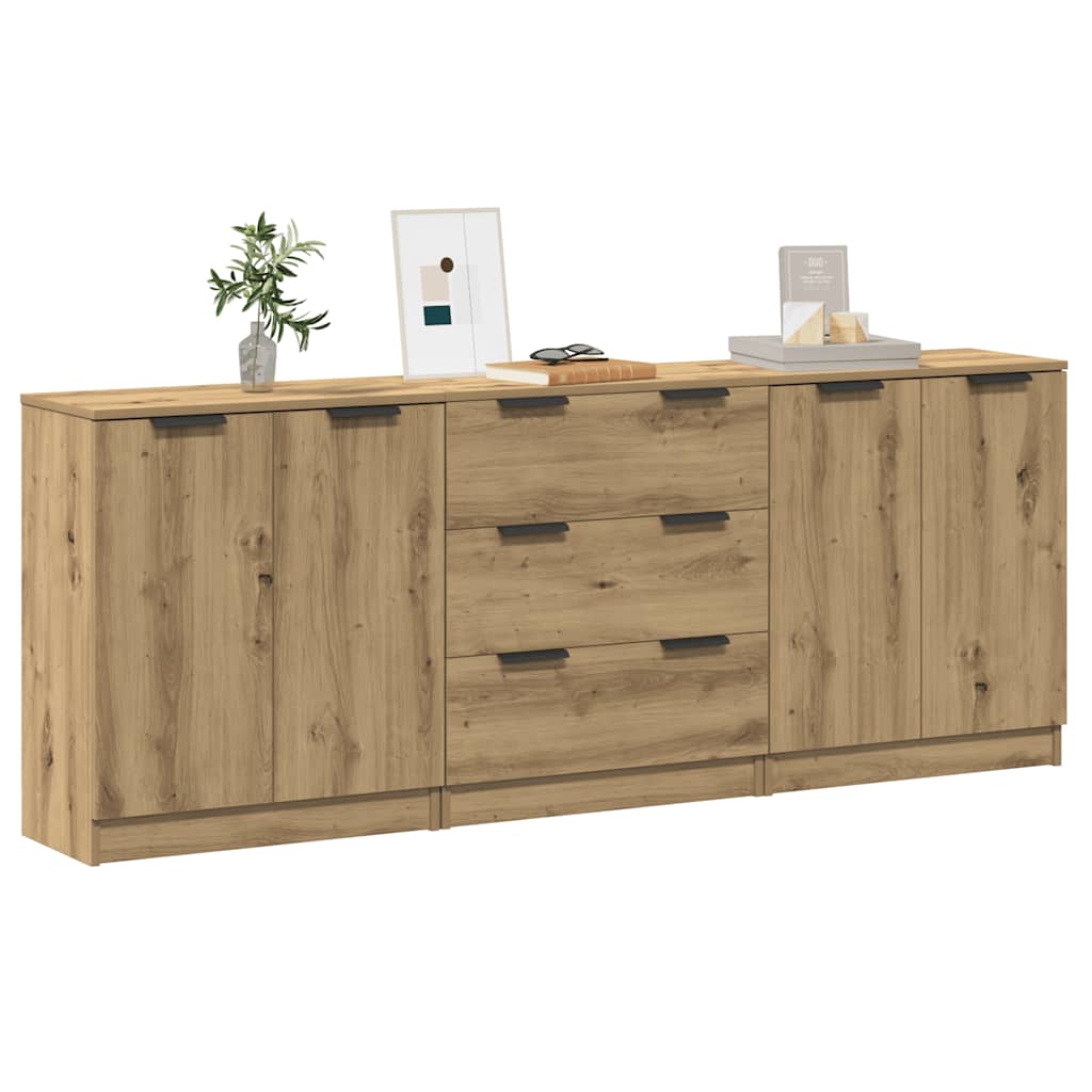 Sideboards 3 Pcs 60X30X70 Cm Engineered Wood