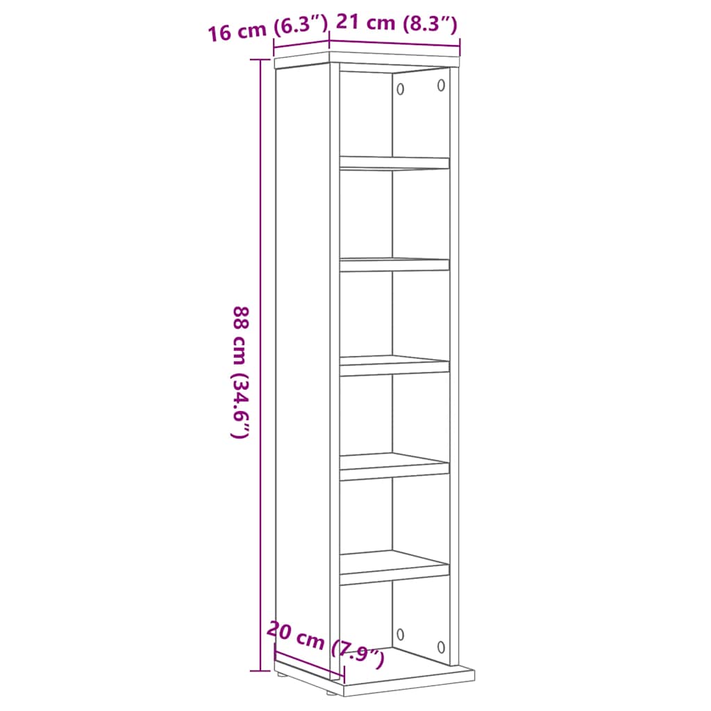 Cd Cabinet 21X20X88 Cm Engineered Wood