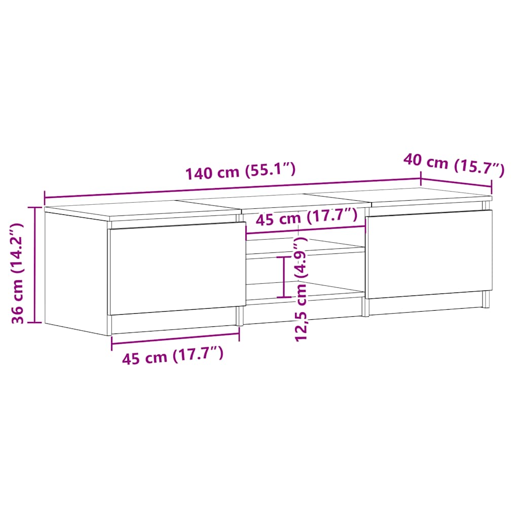 Tv Cabinet 140X40X35.5 Cm Engineered Wood