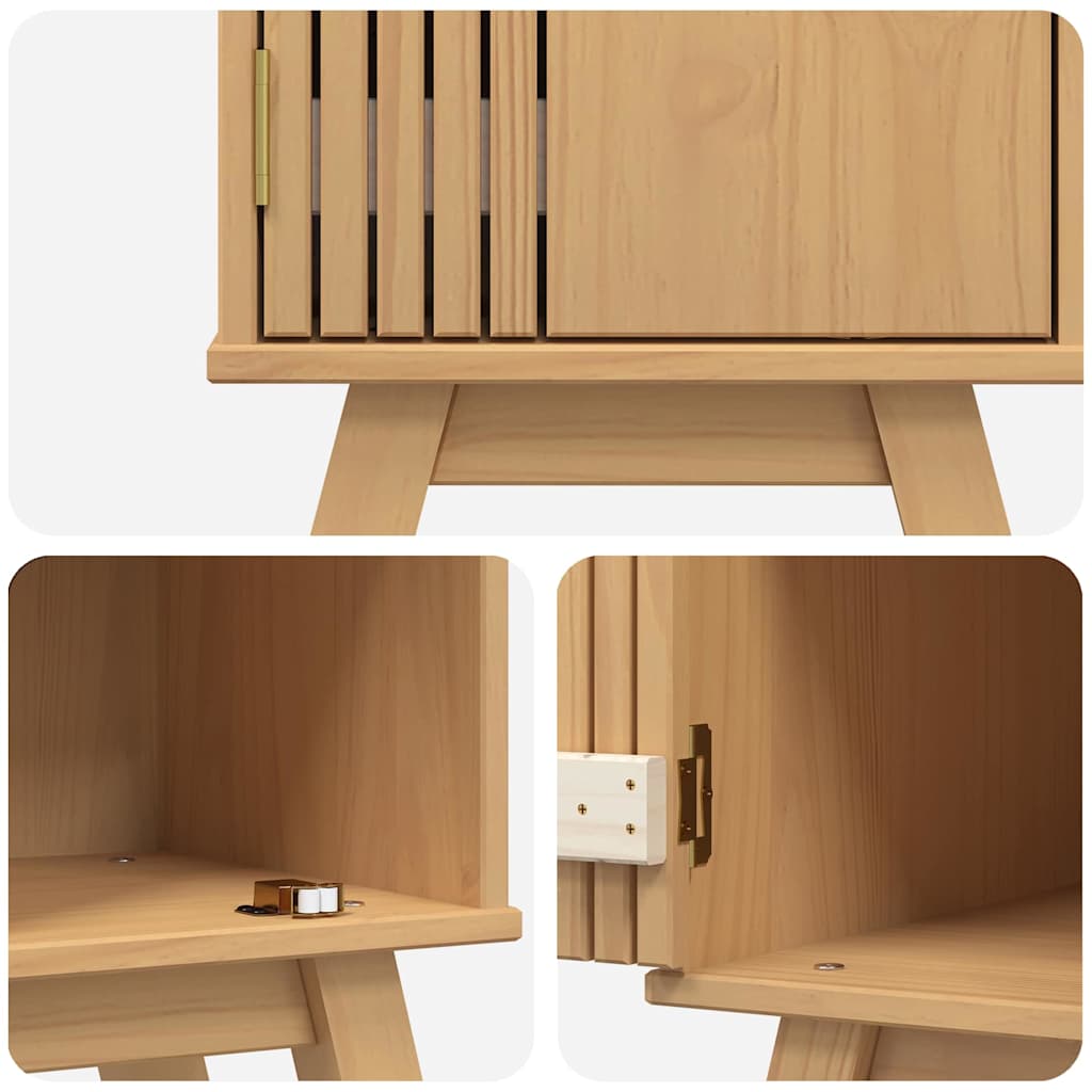 Bathroom Cabinet Olden Brown 35 X 30 X 159 Cm Solid Pine Wood