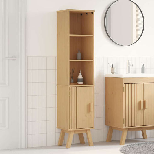 Bathroom Cabinet Olden Brown 35 X 30 X 159 Cm Solid Pine Wood