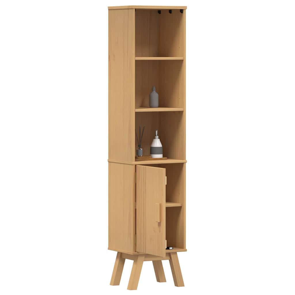 Bathroom Cabinet Olden Brown 35 X 30 X 159 Cm Solid Pine Wood