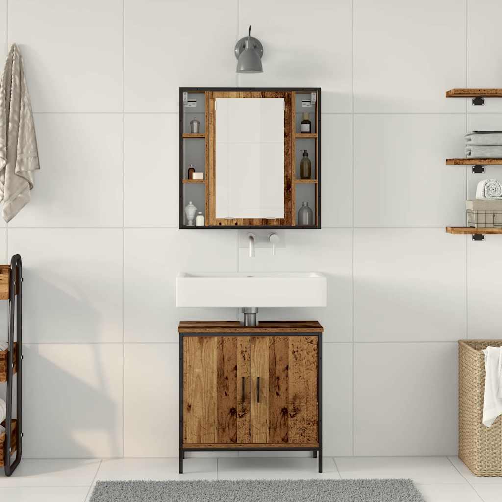 2 Piece Bathroom Furniture Set Engineered Wood