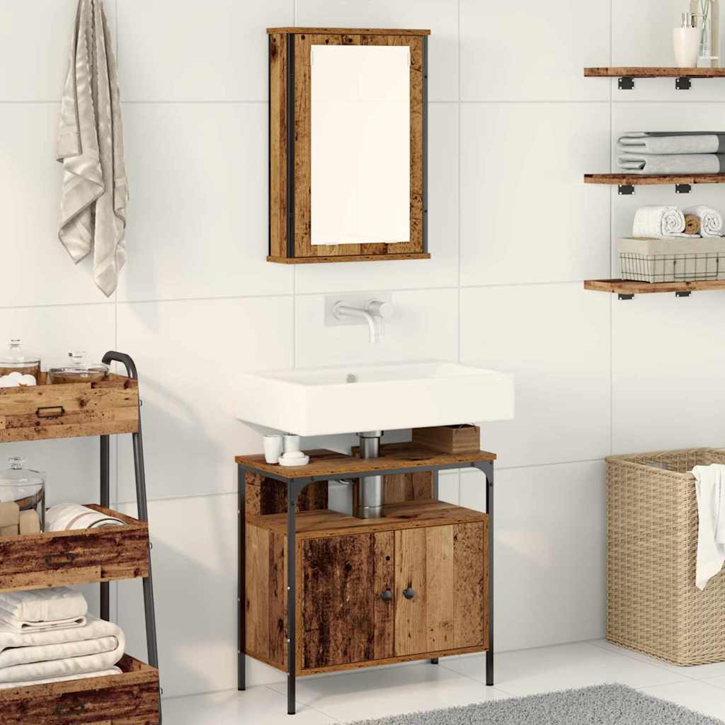 2 Piece Bathroom Furniture Set Engineered Wood