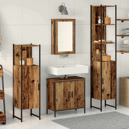 Bathroom Furniture Set With Door 4 Pcs Brown 33 X 33 X 185.5 Cm