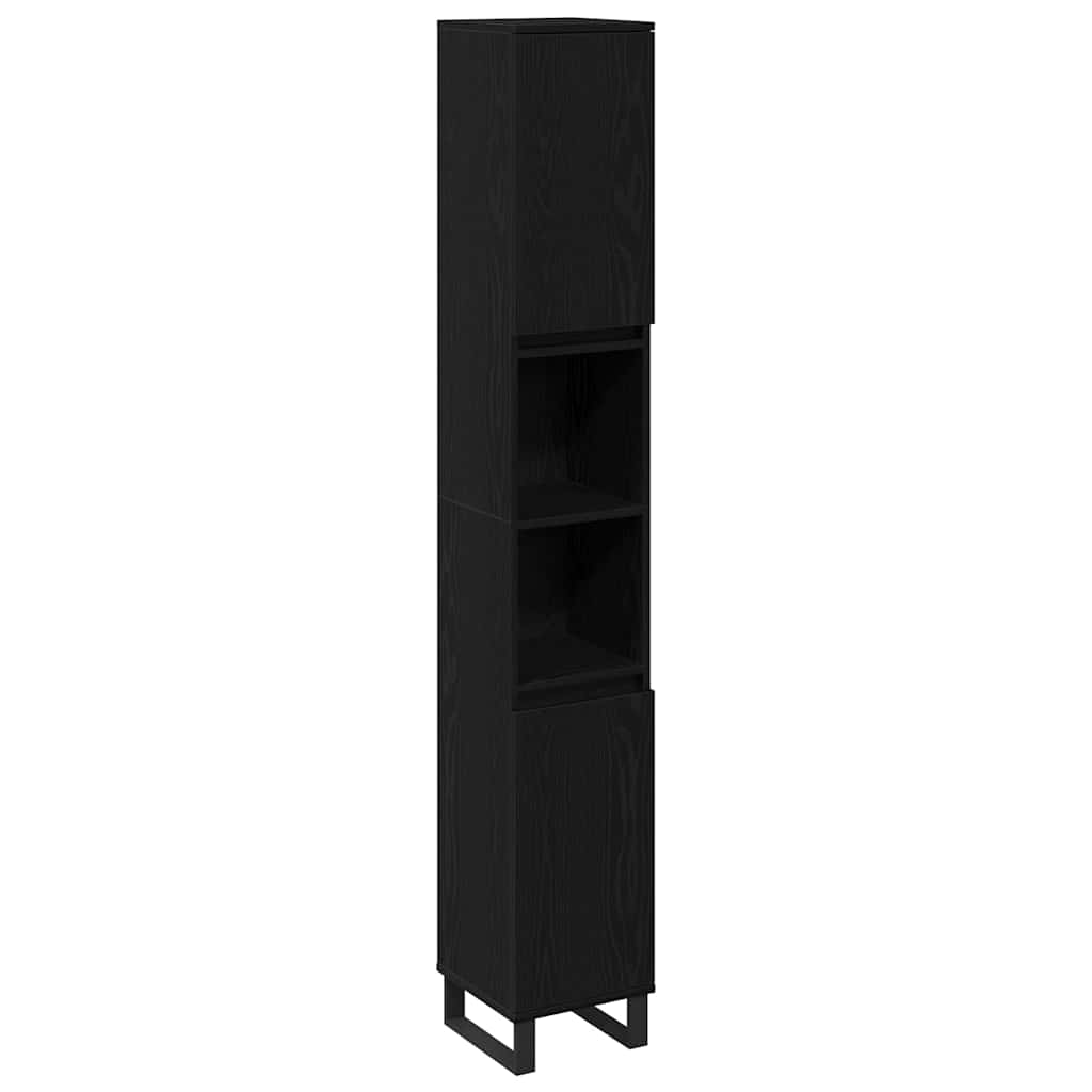 Bathroom Furniture Set With Door 3 Pcs Black 30 X 30 X 190 Cm