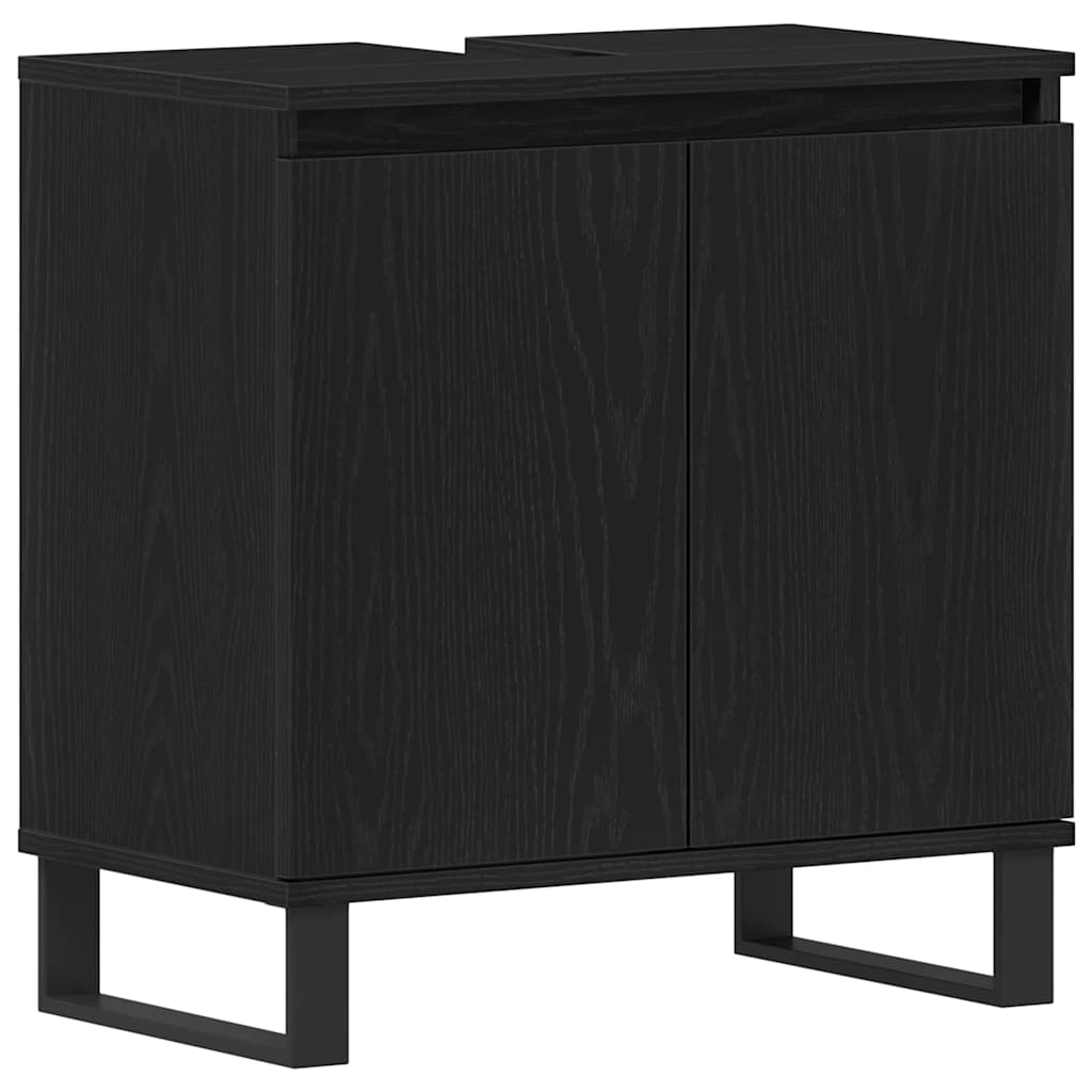 Bathroom Furniture Set With Door 3 Pcs Black 30 X 30 X 190 Cm