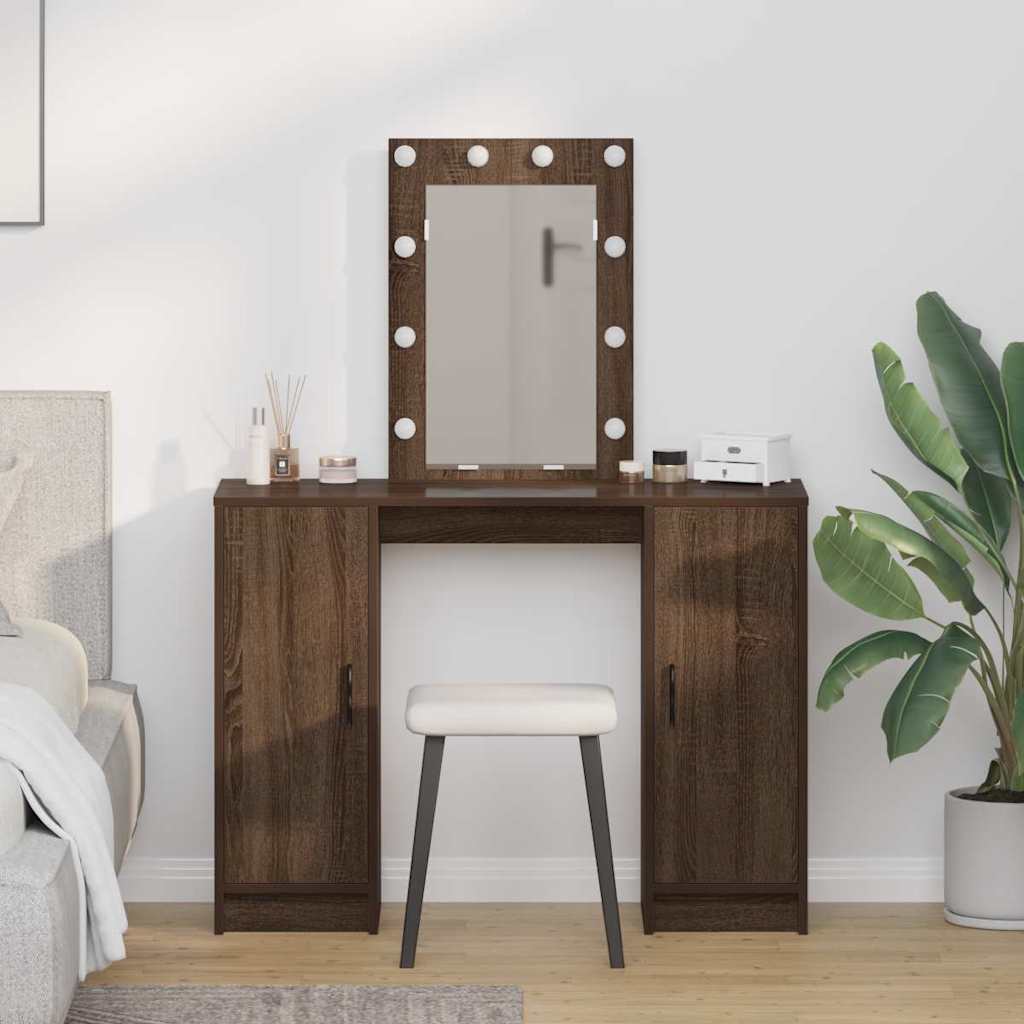 Dressing Table Brown 102 X 33 X 135 Cm Engineered Wood