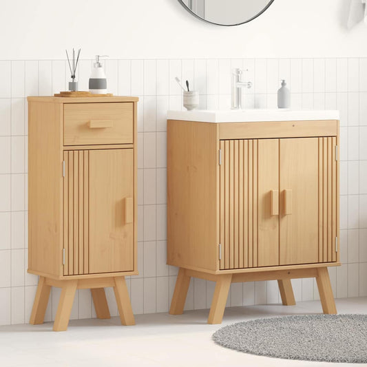 Bathroom Furniture Set With Door 2 Pcs Brown 114 X 43 X 73.5 Cm