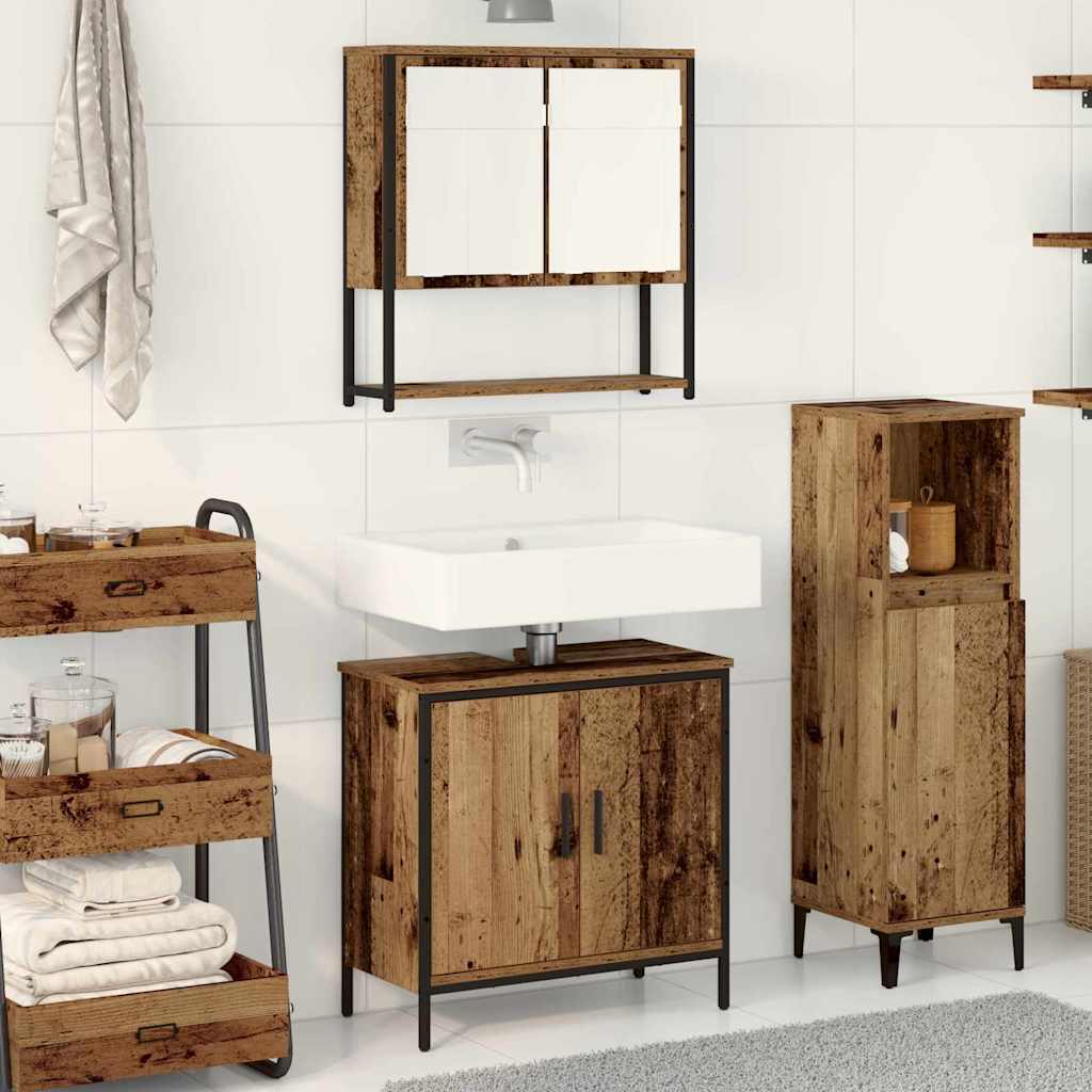 2 Piece Bathroom Furniture Set Engineered Wood