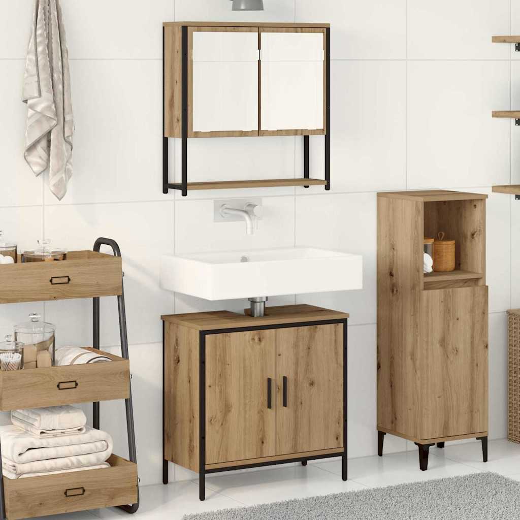 2 Piece Bathroom Furniture Set Engineered Wood