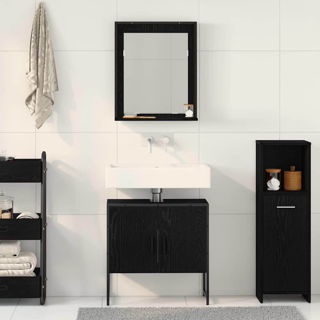 Bathroom Furniture Set With Storage 2 Pcs Black 60 X 33 X 60 Cm