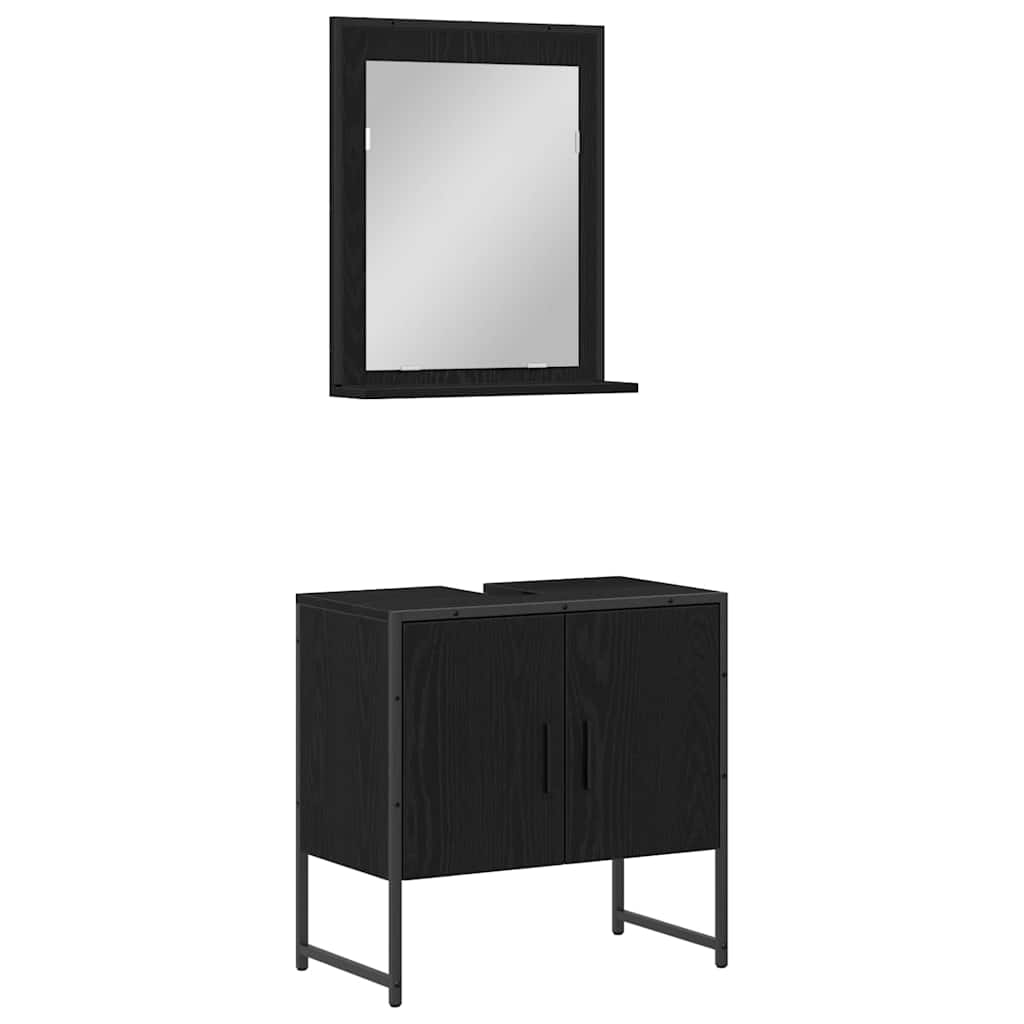 Bathroom Furniture Set With Storage 2 Pcs Black 60 X 33 X 60 Cm