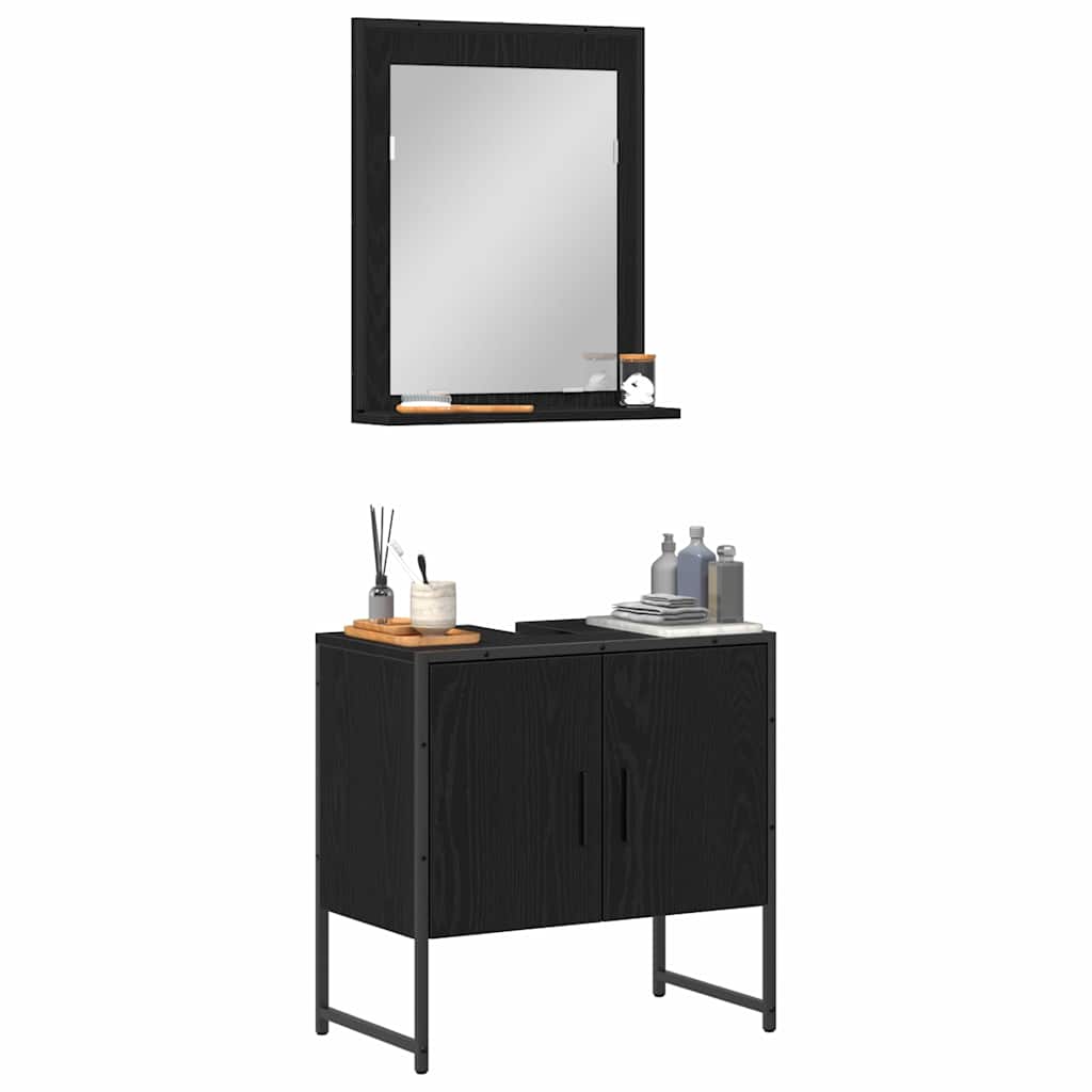 Bathroom Furniture Set With Storage 2 Pcs Black 60 X 33 X 60 Cm