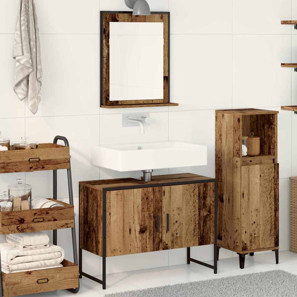 2 Piece Bathroom Cabinet Set Engineered Wood