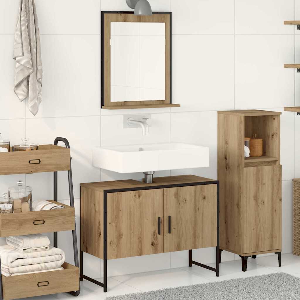 2 Piece Bathroom Cabinet Set Engineered Wood