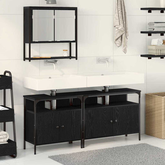 Bathroom Furniture Set With Storage 3 Pcs Black 80 X 30 X 60 Cm