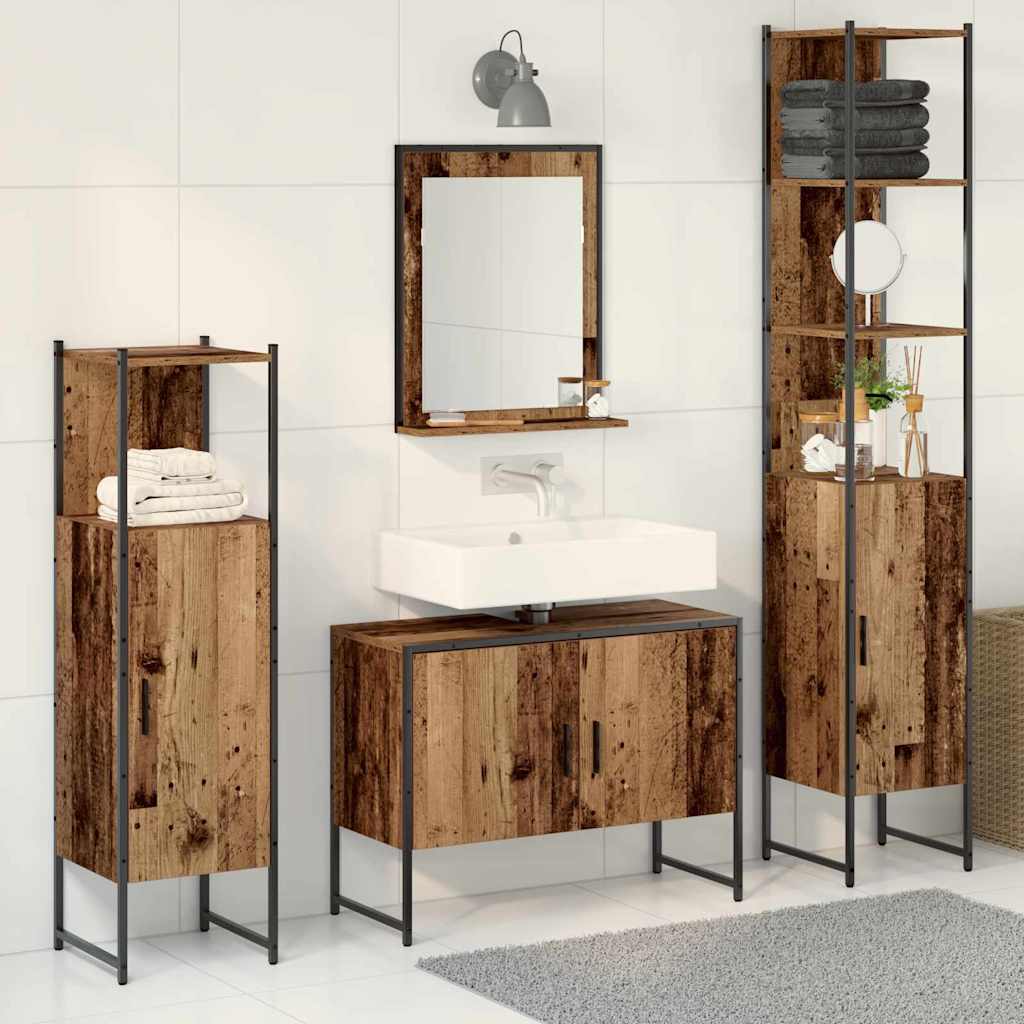 4 Piece Bathroom Cabinet Set Engineered Wood