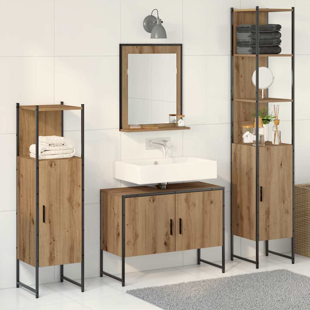 4 Piece Bathroom Cabinet Set Engineered Wood