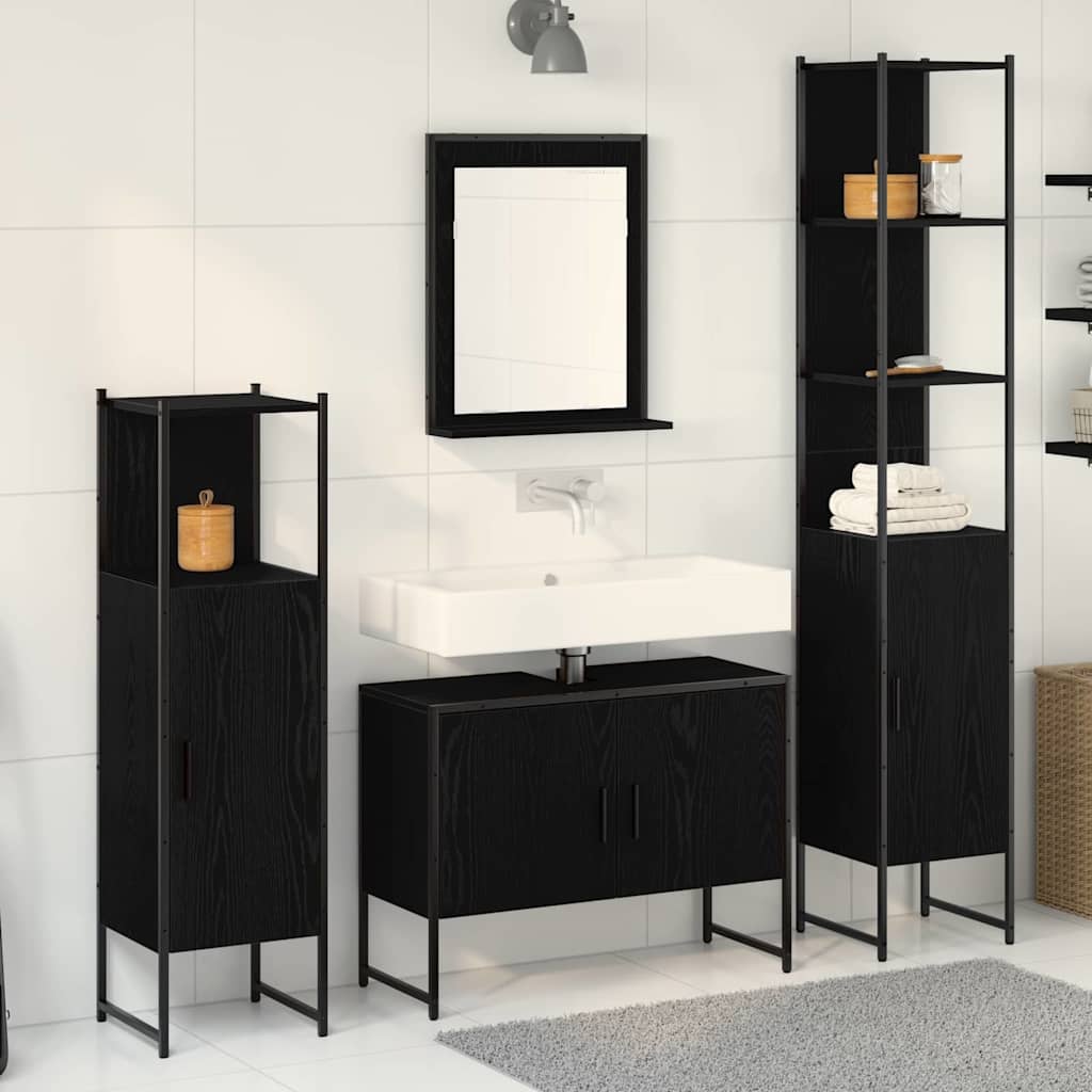 4 Piece Bathroom Cabinet Set Engineered Wood