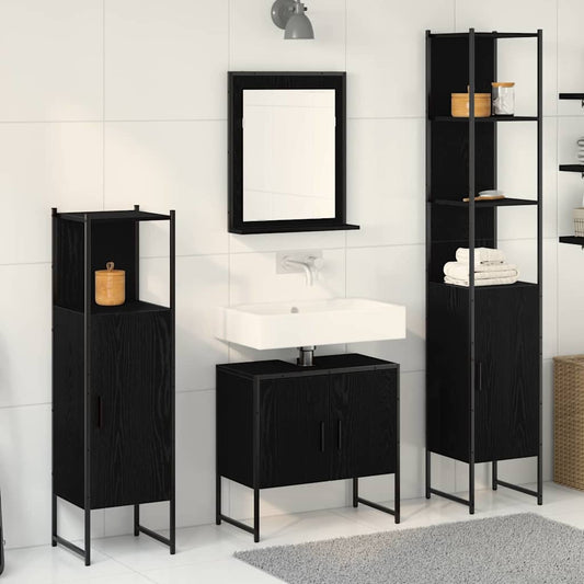 Bathroom Furniture Set With Door 4 Pcs Black 33 X 33 X 185.5 Cm