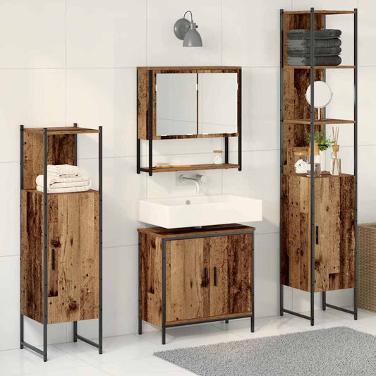 Bathroom Furniture Set With Door 4 Pcs Brown 33 X 33 X 185.5 Cm