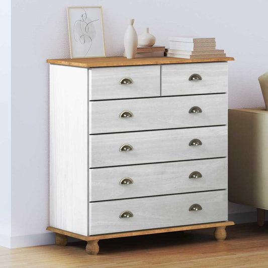Chest Of Drawer Askim 91 X 40 X 95.5 Cm Solid Pine Wood