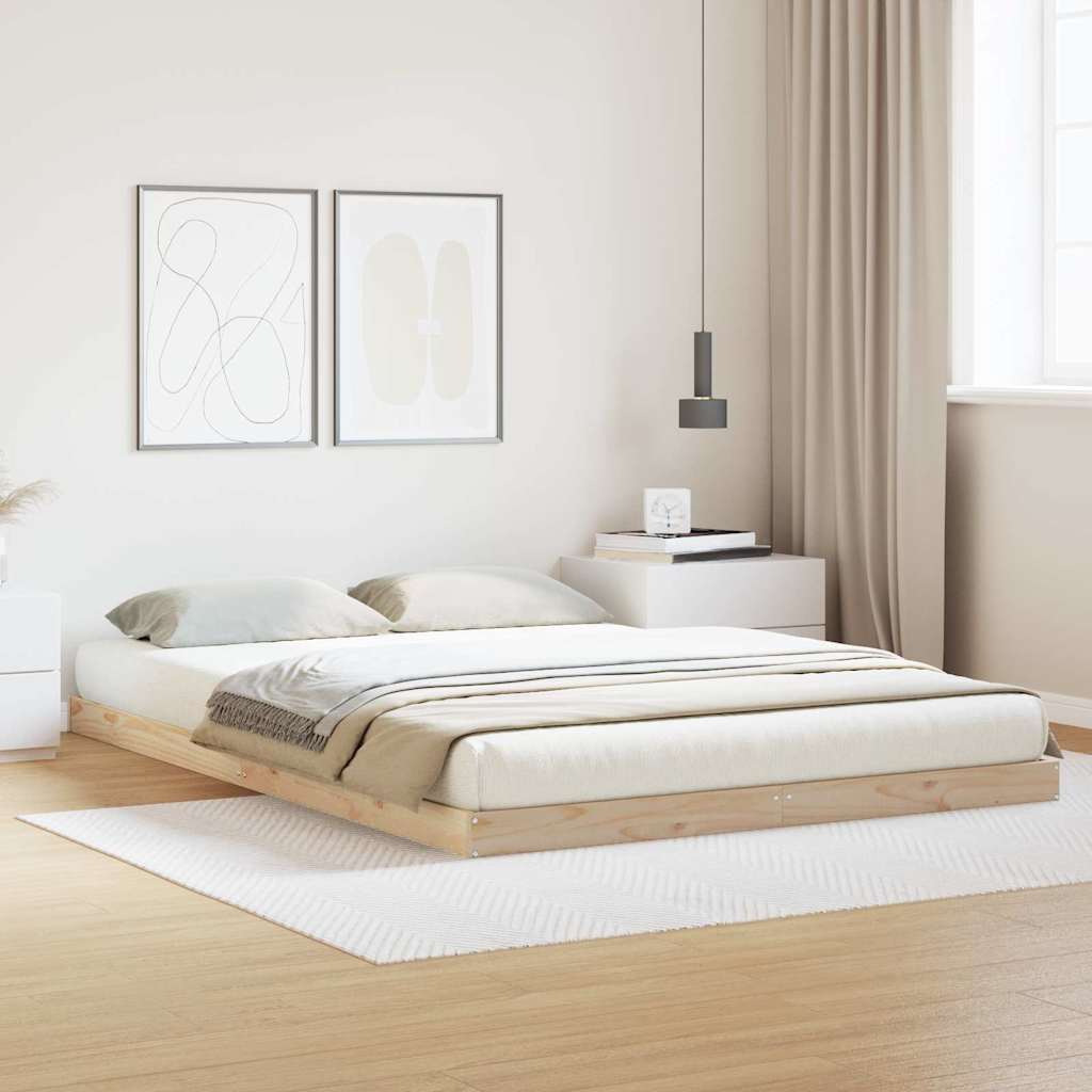 Bed Frame Without Mattress Double Solid Wood Pine