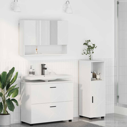 Bathroom Furniture Set With Shelf 3 Pcs 76.5 X 35 X 64 Cm