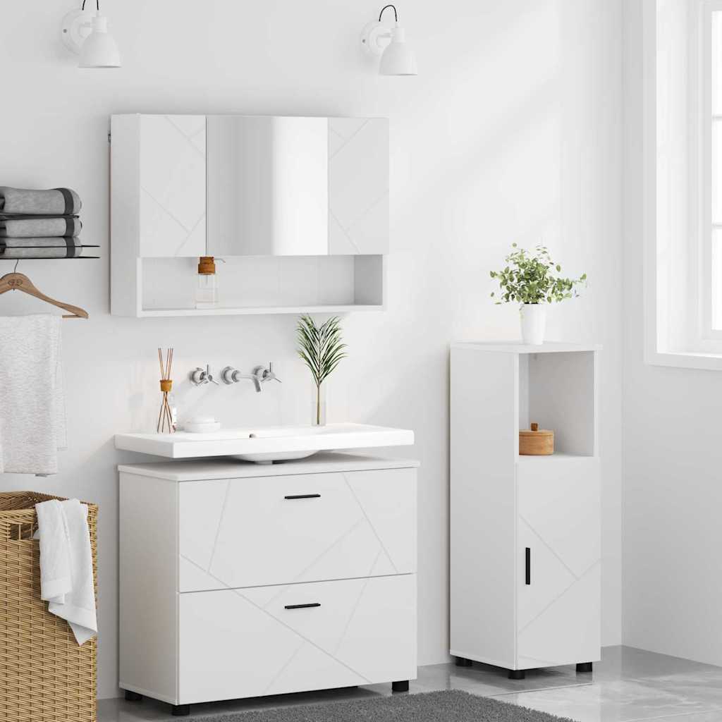 Bathroom Furniture Set With Shelf 3 Pcs 76.5 X 35 X 64 Cm
