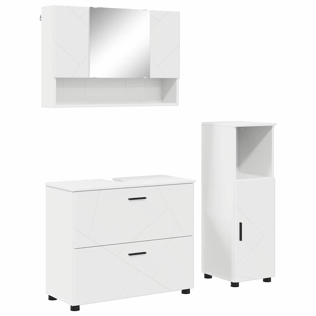 Bathroom Furniture Set With Shelf 3 Pcs 76.5 X 35 X 64 Cm