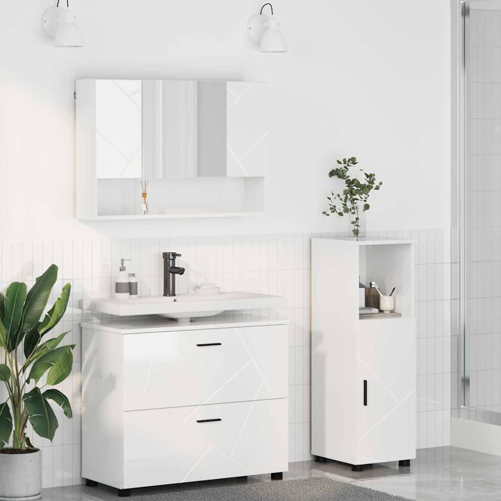 Bathroom Furniture Set With Shelf 3 Pcs 76.5 X 35 X 64 Cm