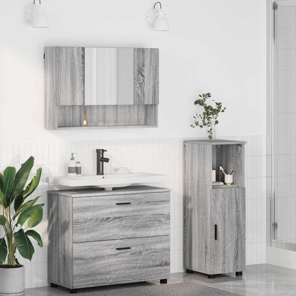 Bathroom Furniture Set With Shelf 3 Pcs 76.5 X 35 X 64 Cm
