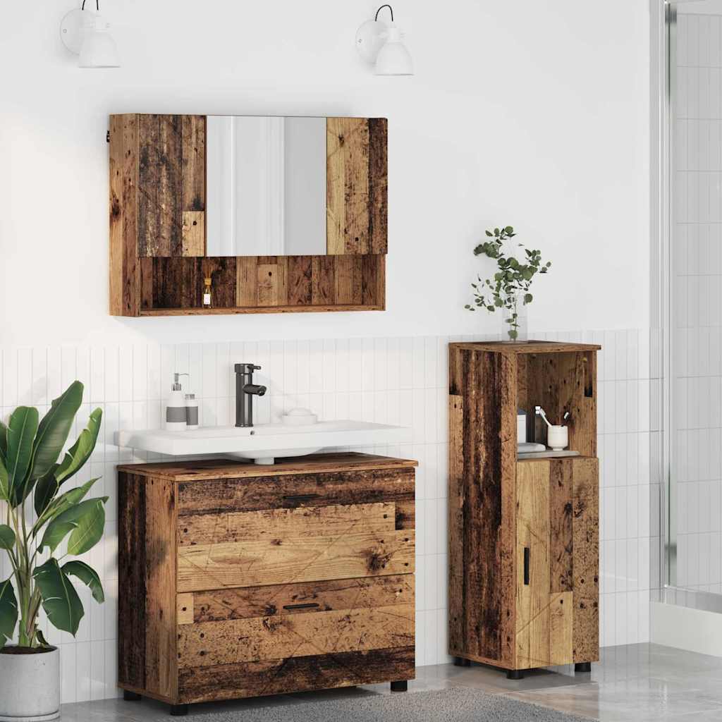 Bathroom Furniture Set With Shelf 3 Pcs 76.5 X 35 X 64 Cm