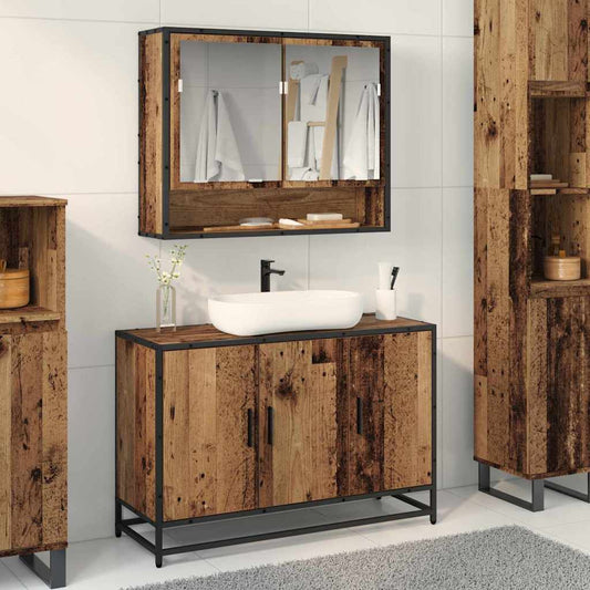 Bathroom Sink Cabinet Old Wood 90 X 33 X 60 Cm Engineered Wood