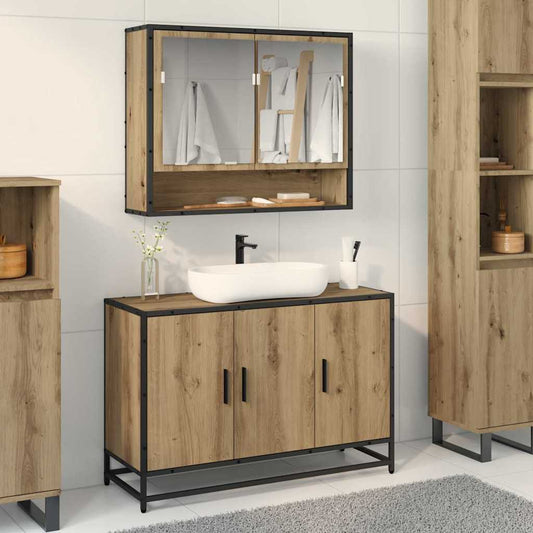 Bathroom Sink Cabinet With Shelf Artisan Oak 90 X 33 X 60 Cm