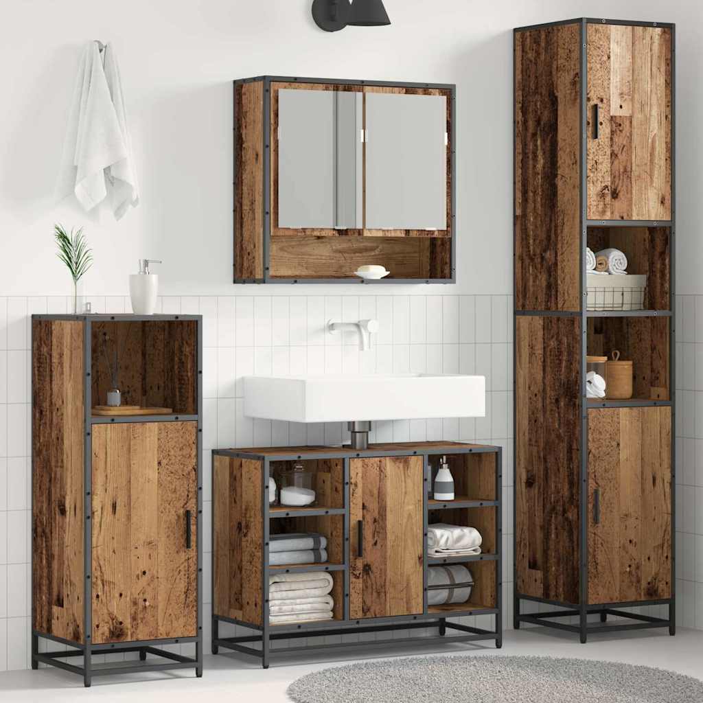 Bathroom Cabinet 35X37.5X188.5 Cm Engineered Wood And Metal