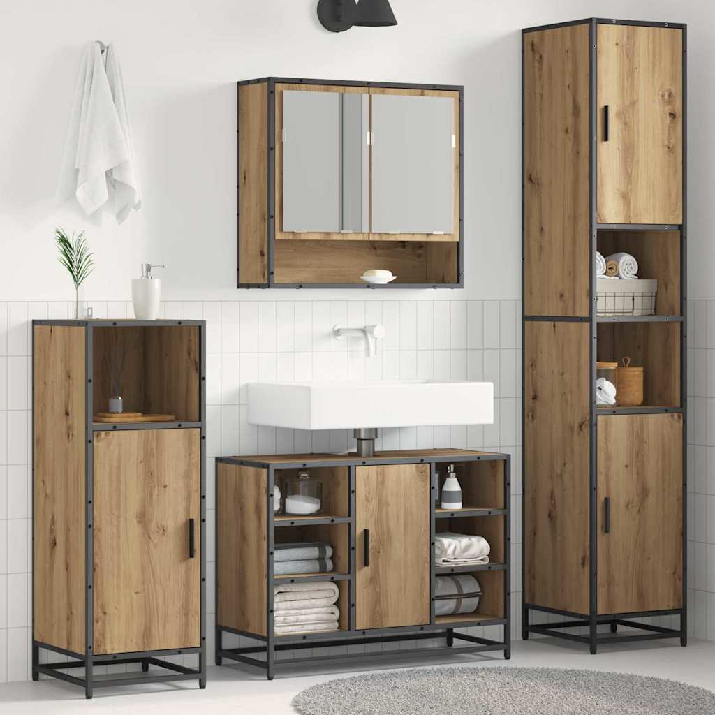 Bathroom Cabinet 35X37.5X188.5 Cm Engineered Wood And Metal