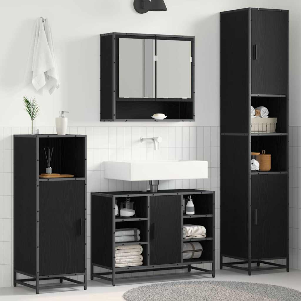 Bathroom Cabinet 35X37.5X188.5 Cm Engineered Wood And Metal